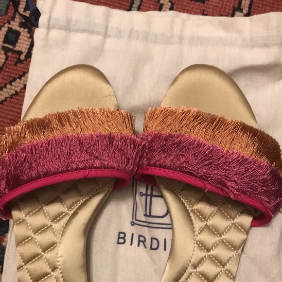 Birdies The Sparrow Sangria Orange & Pink Fringe Size 8 EUC - Picture 5 of 6